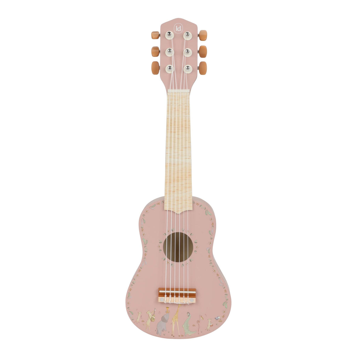 Guitarra de Madeira Rosa Safari Friends Little Dutch de frente | little-dutch-guitarra-madeira-rosa-safari-friends-lollakids