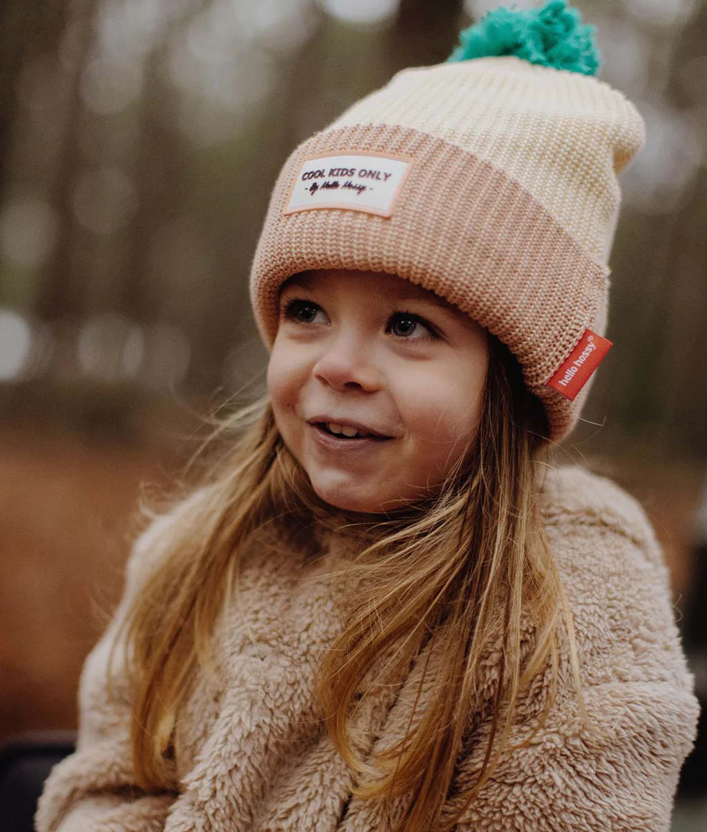 Color Block Vanilla Beanie