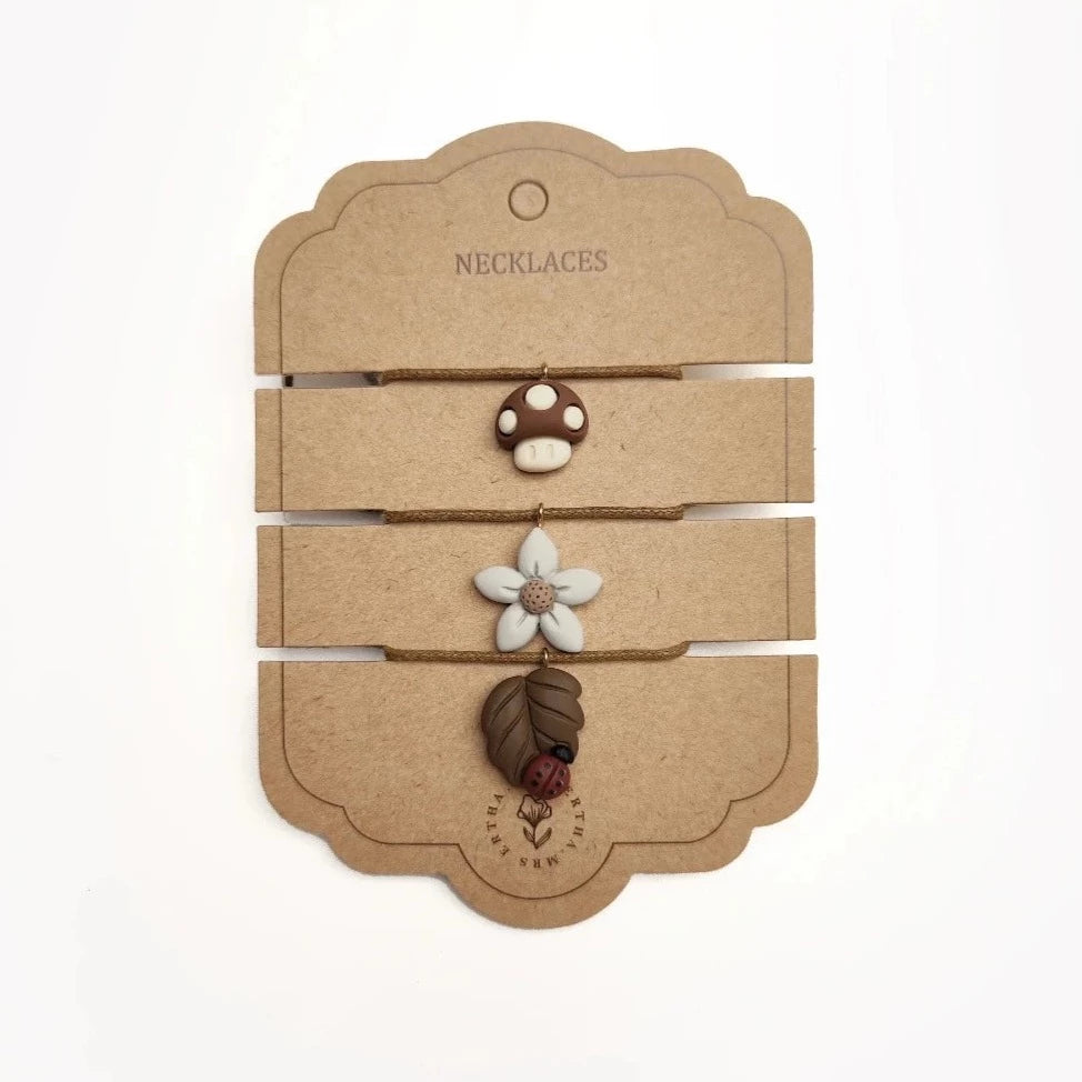 Conjunto 3 Colares | Mushroom + Flower + Leaf