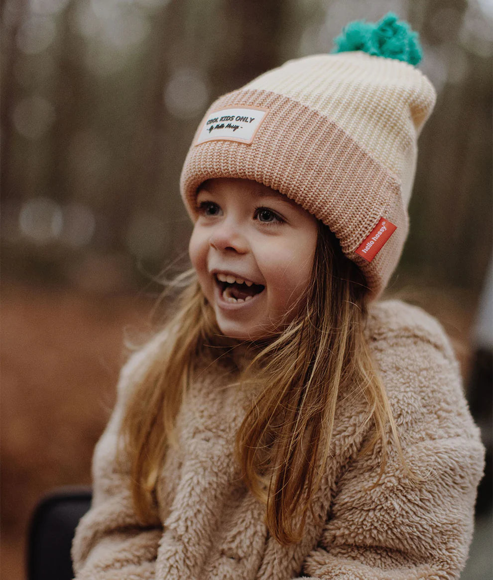 Color Block Vanilla Beanie