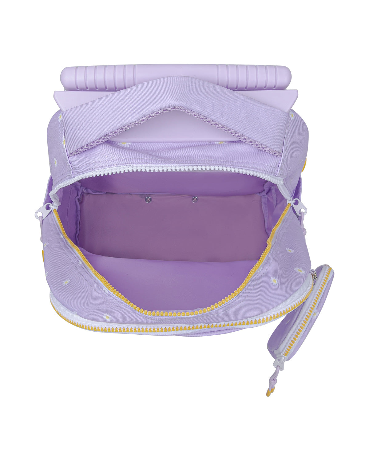 Trolley May Daisy Lilac detalhe do estampado floral | may-trolley-escolar-daisy-lilac-lollakids