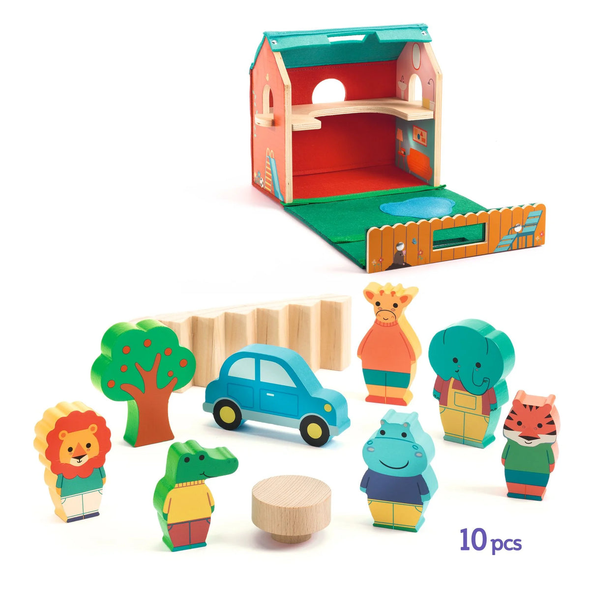 Casa Portátil SoftiHouse Djeco – Brinquedo de Feltro e Madeira