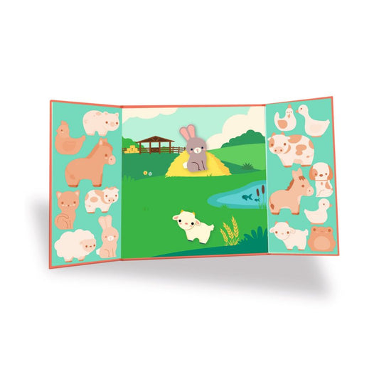 Tríptico com cenário da quinta e autocolantes em vinil Djeco | djeco-autocolantes-quinta-cenario-lollakids