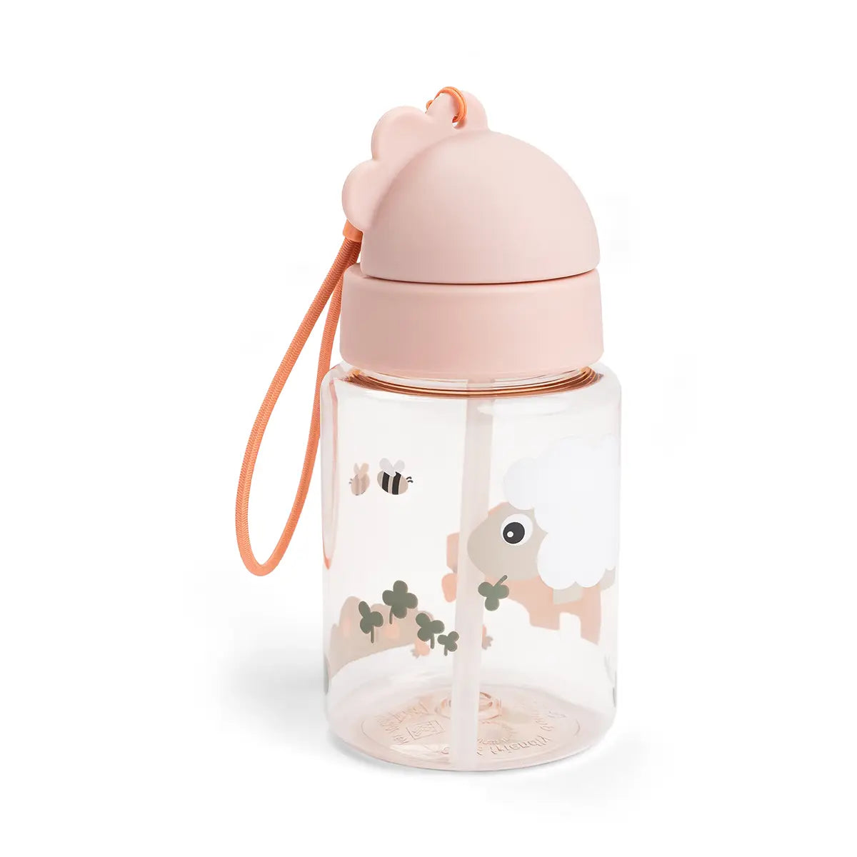 Garrafa com Palhinha Tiny Farm Rosa 280 ml Done by Deer