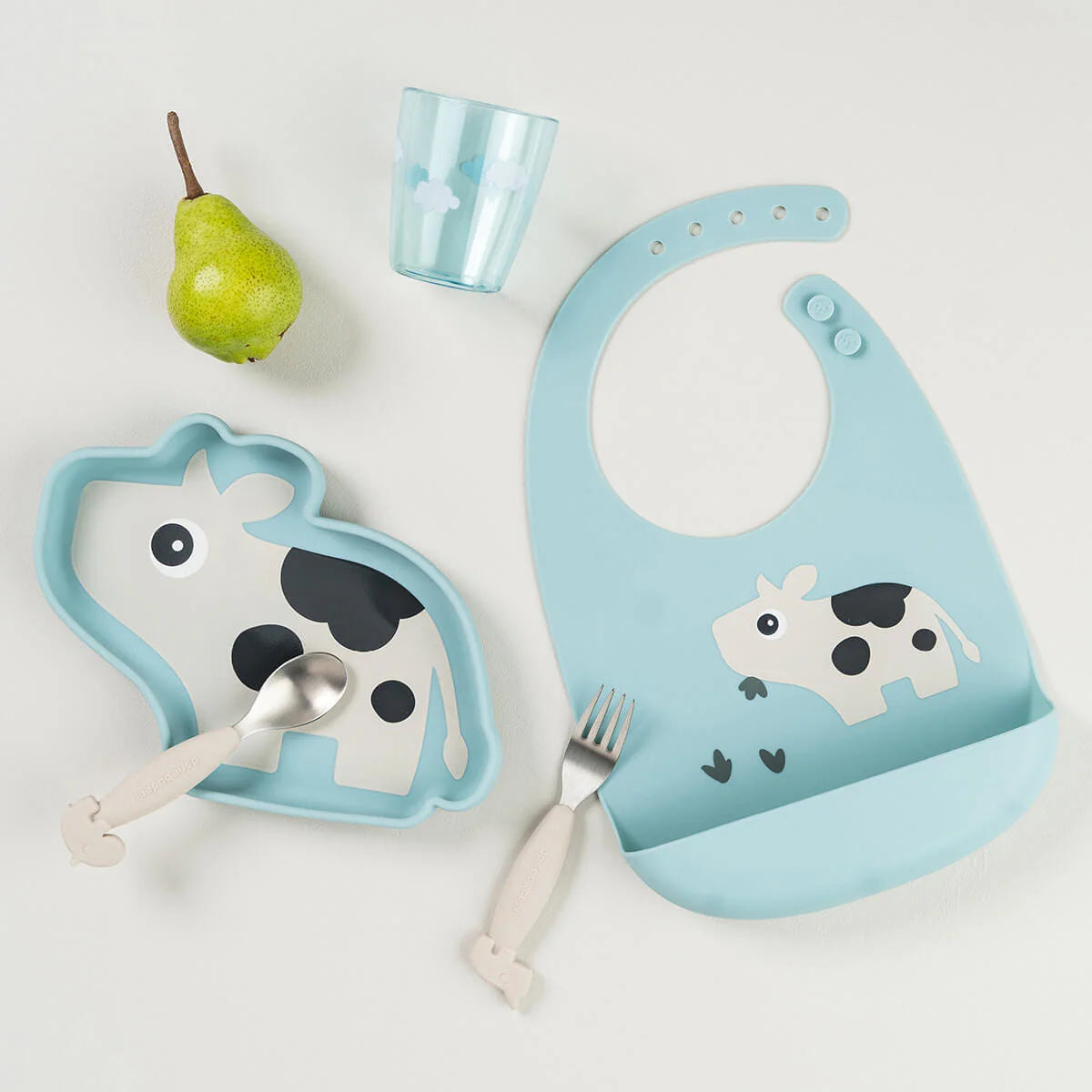 Babete de Silicone Dotti Azul Tiny Farm da Done by Deer
