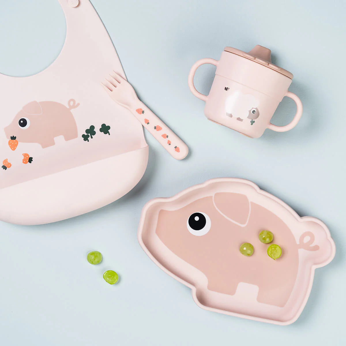 Prato Silicone com Ventosa Powder Pigee Tiny farm da Done By Deer