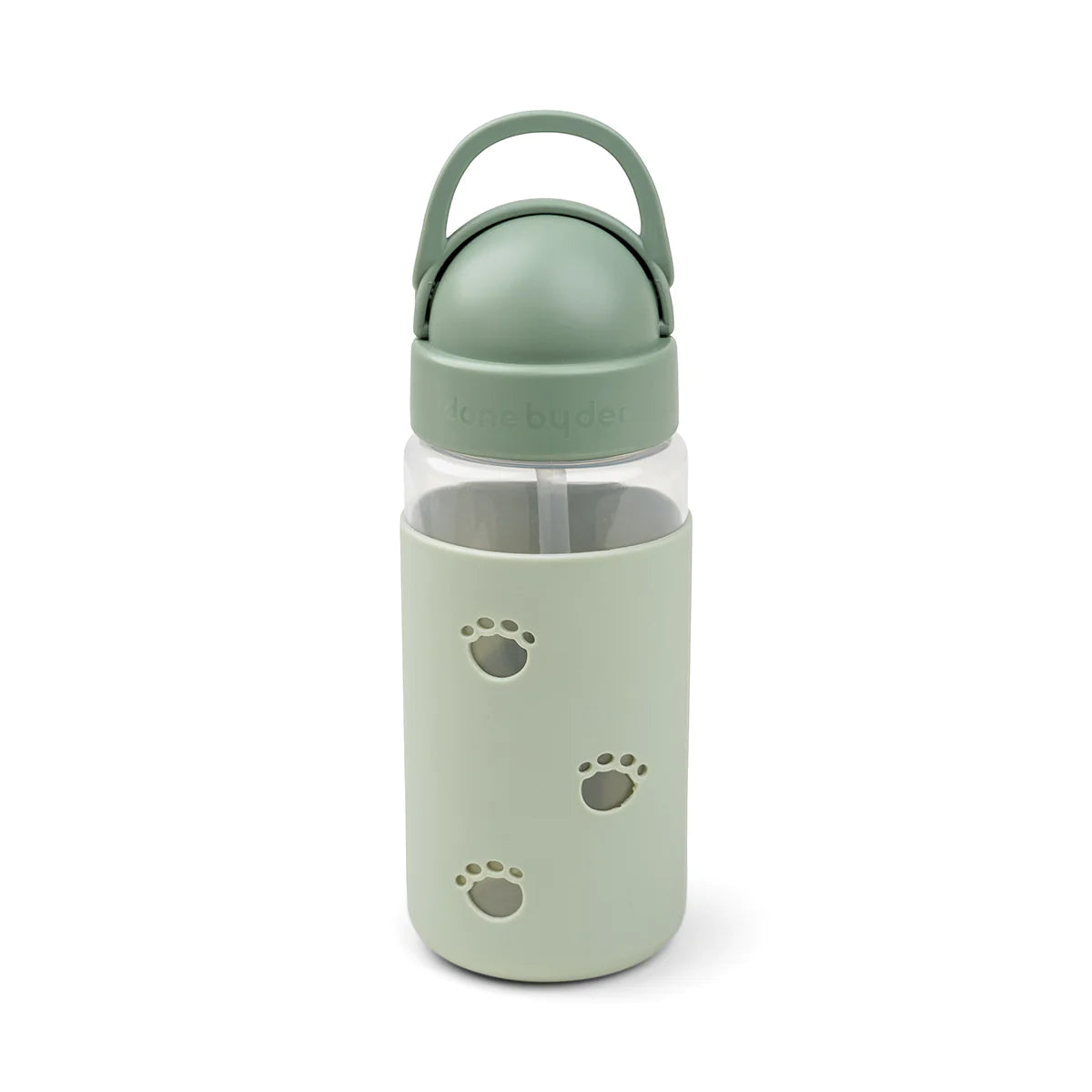 Elphee Green Bottle with Straw and Protective Strap