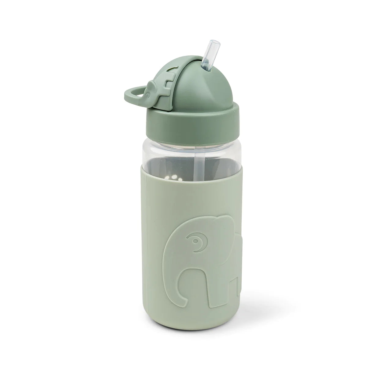 Elphee Green Bottle with Straw and Protective Strap