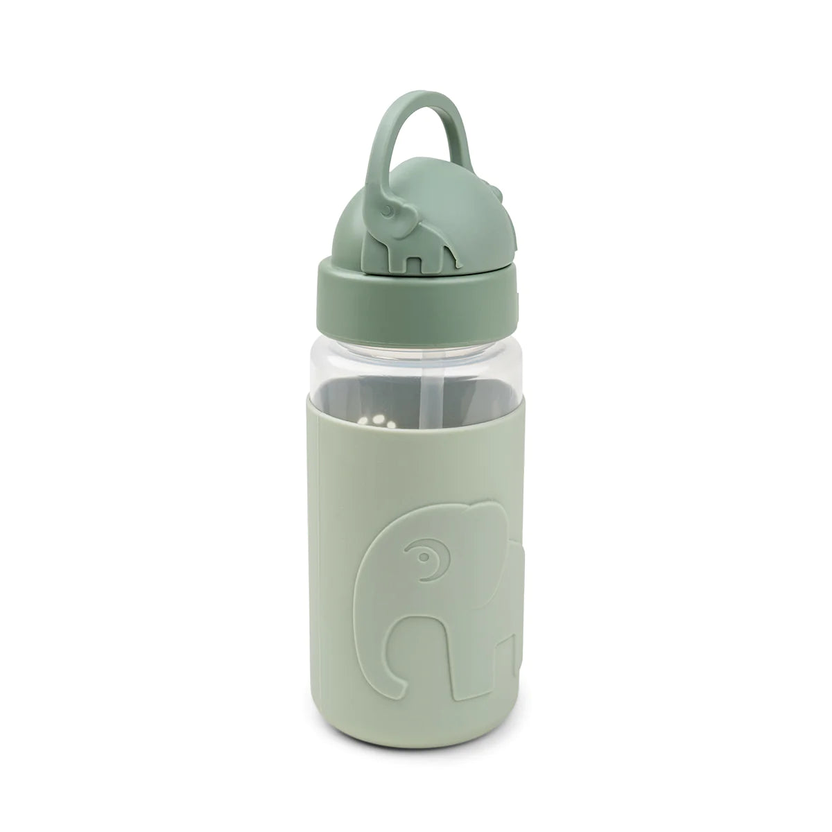 Elphee Green Bottle with Straw and Protective Strap