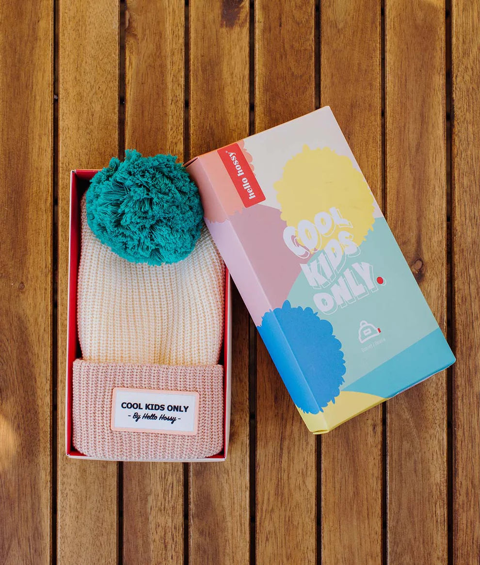 Color Block Vanilla Beanie