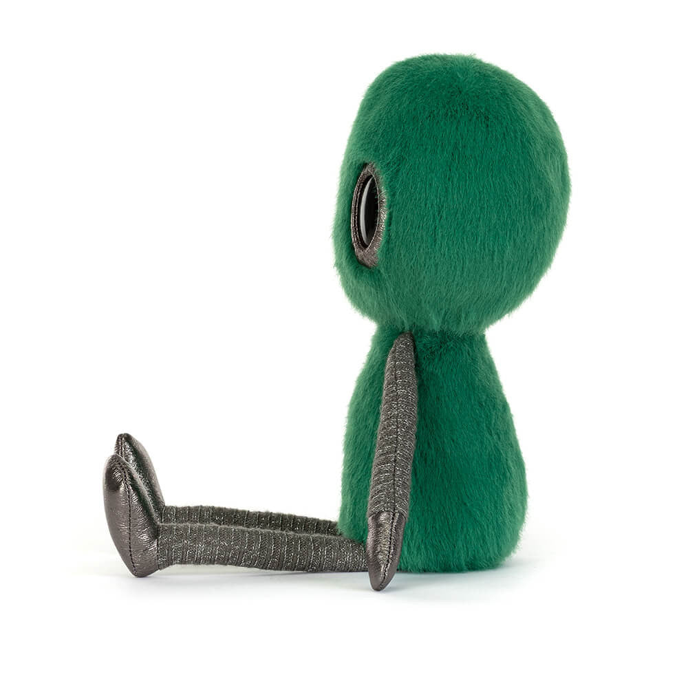 Pormenor dos olhos e antenas do peluche Jellycat Zyllan Alien | jellycat-peluche-alien-zyllan-lollakids