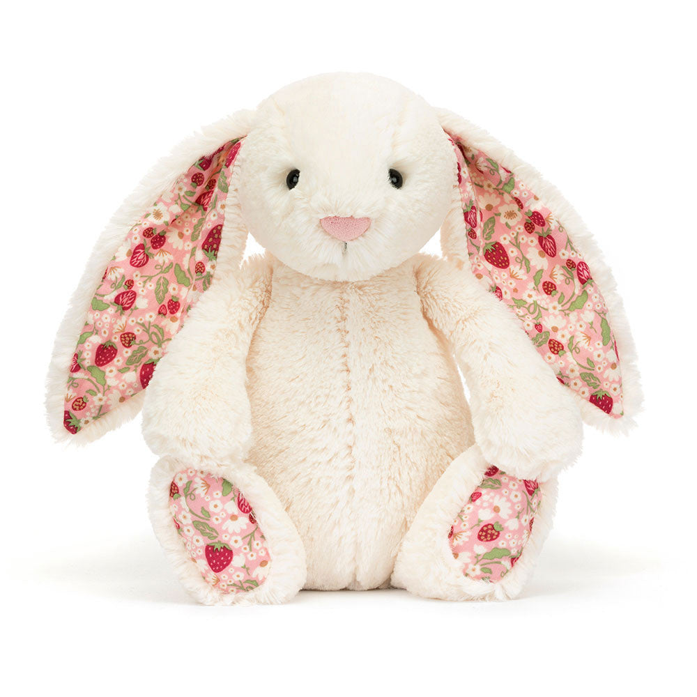Coelhinha Blossom Cream Berry pequena da Jellycat, orelhas de morangos | jellycat-blossom-cream-berry-pequena-lollakids