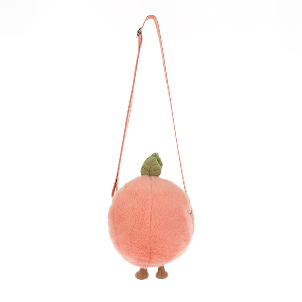 Mala de ombro Jellycat Amuseables Pêssego de frente | jellycat-mala-ombro-pessego-lollakids