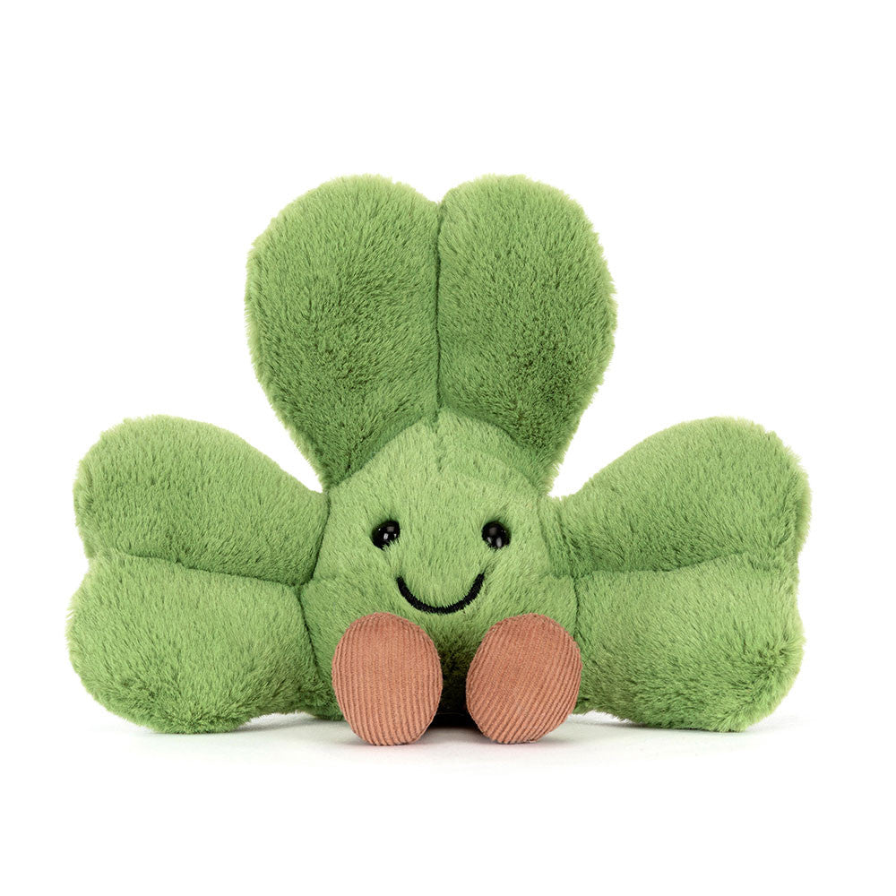 Peluche Jellycat Amuseables Siofra Shamrock com folhas verdes