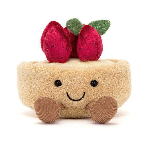 Peluche Tarte de Morango Fleurette Amuseables da Jellycat, vista lateral | jellycat-peluche-tarte-morango-lollakids