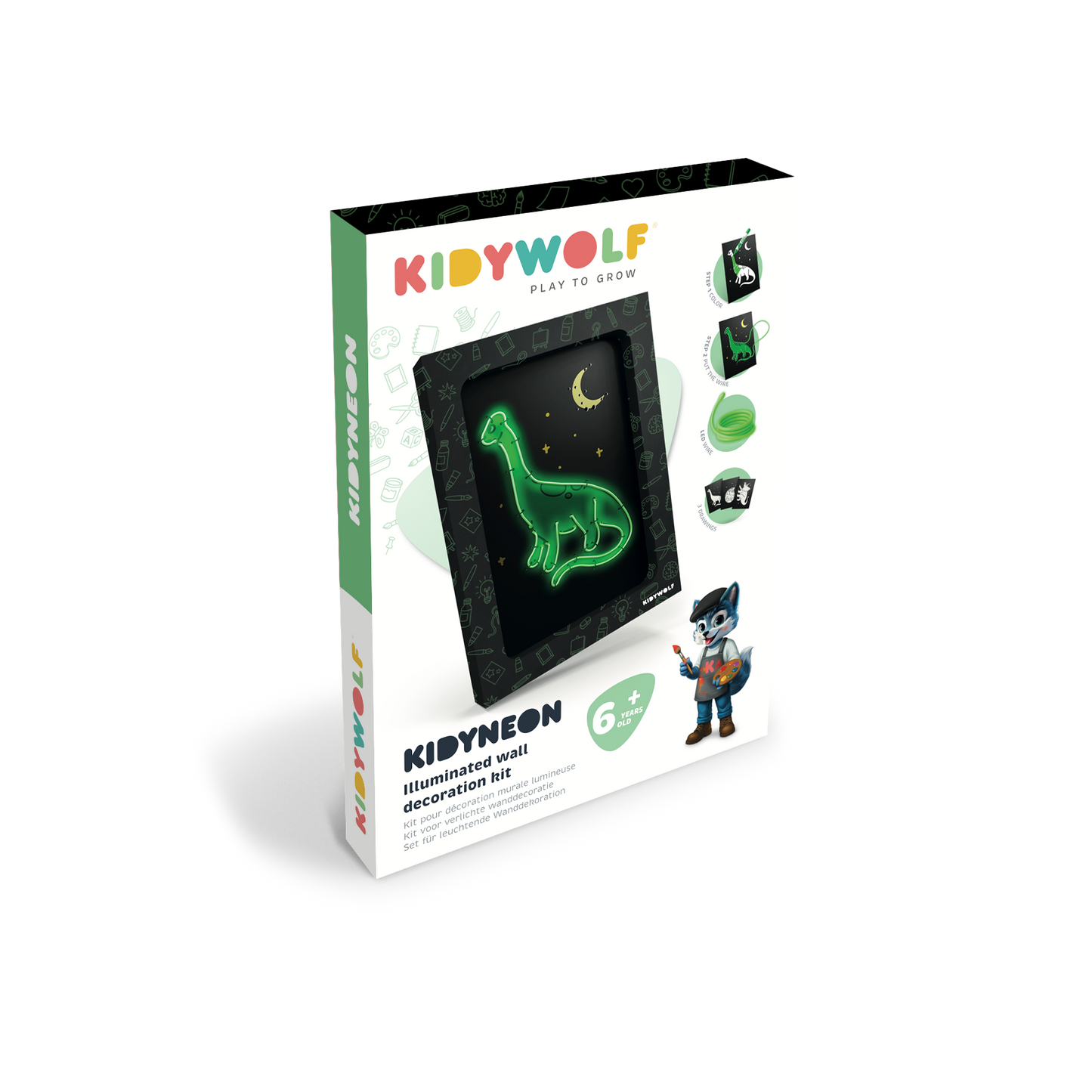 KIDYNEON Dinossauros Kidywolf – conteúdo da caixa