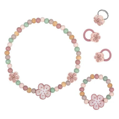 Conjunto de Jóias de Madeira Flowers da Little Dutch