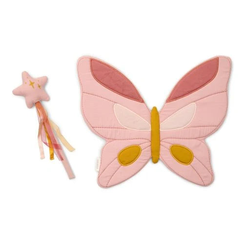 Asas de Fada e Varinha Mágica Rosa Fairy Garden Little Dutch de frente | little-dutch-asas-fada-varinha-fairy-garden-lollakids