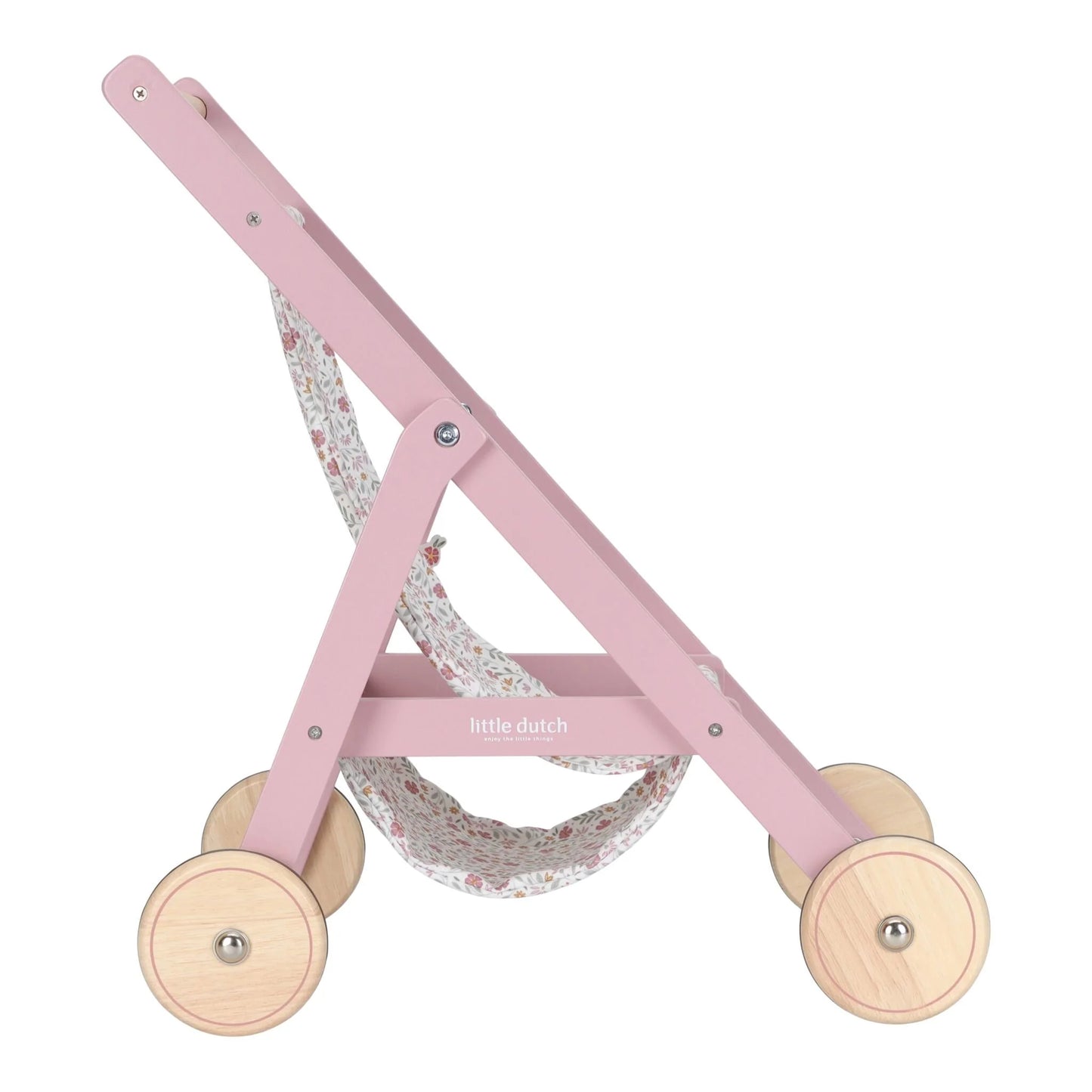 Vista lateral do carrinho de bonecas Essentials Little Dutch