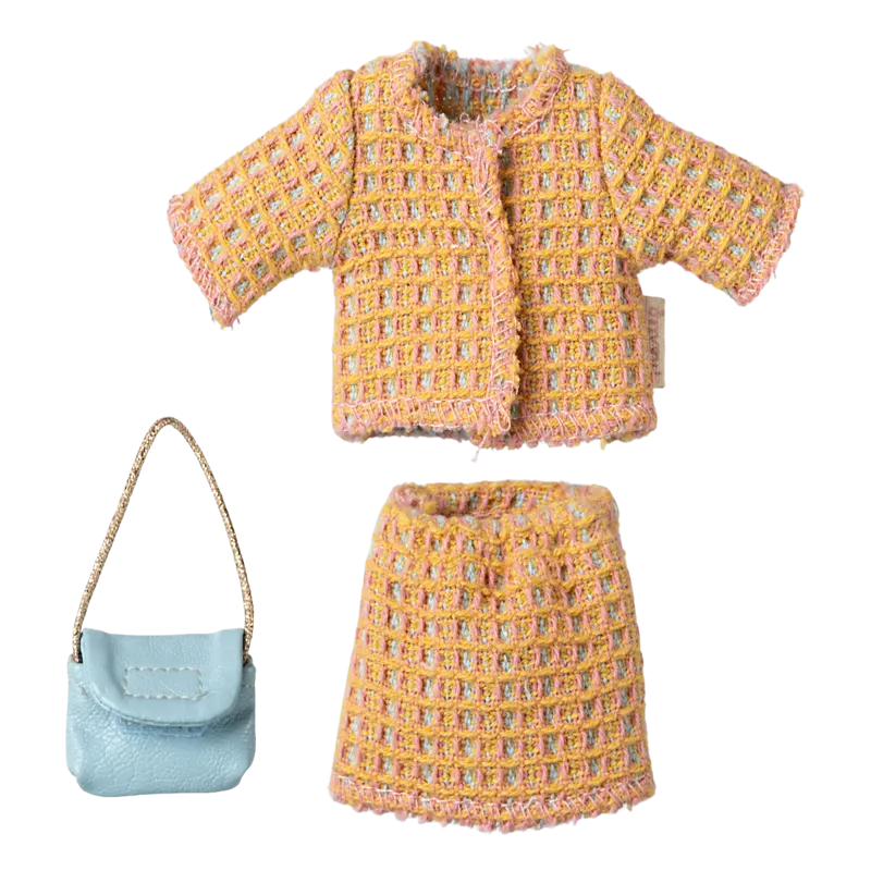 Fato Casaco e Saia com Mala da Maileg para Ratinha Mãe | maileg-fato-ratinha-mae-lollakids