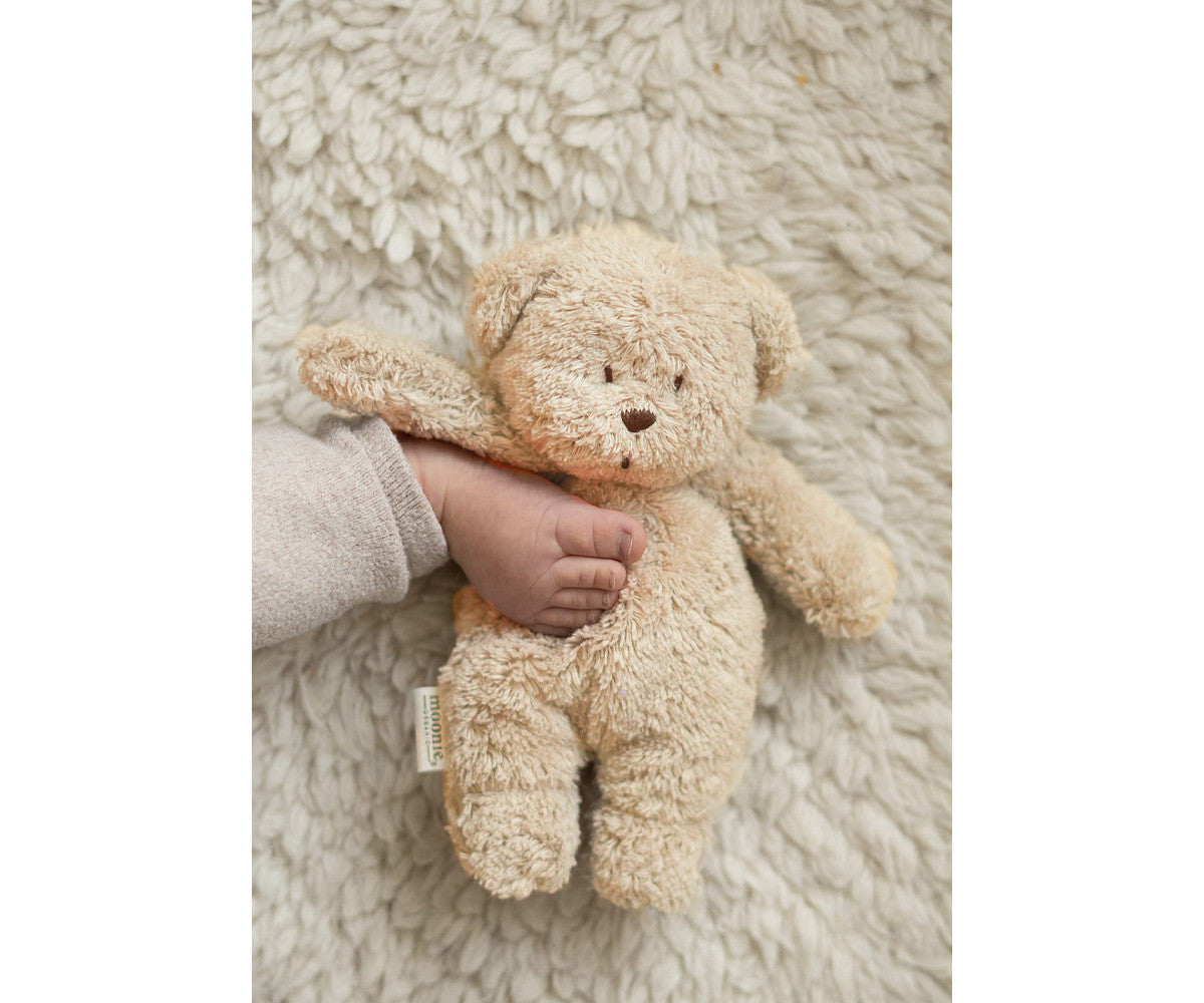 peluche Moonie Small Bear em algodão orgânico cor sand para bebés 0m+