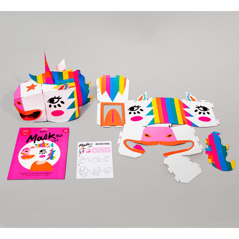 3D Cardboard Mask Lily Unicorn