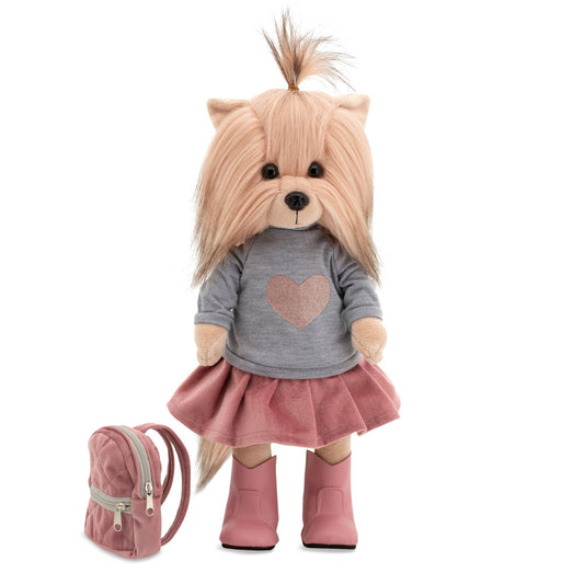 Pormenor do conjunto Urban Style rosa e cinzento da peluche Lucky Yoyo, Orange Toys | orange-toys-peluche-lucky-doggy-rosa-cinzento-lollakids