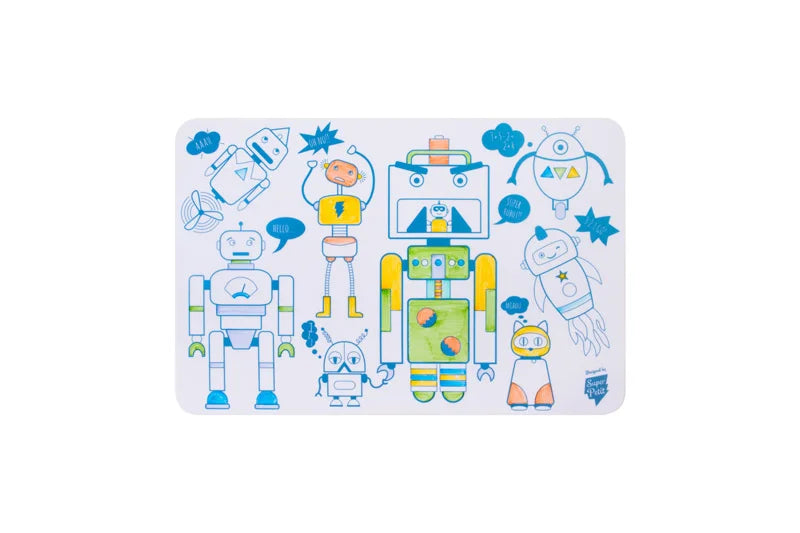 Mini Individual Reversivel em Silicone | Robot com 4 Marcadores Apagáveis