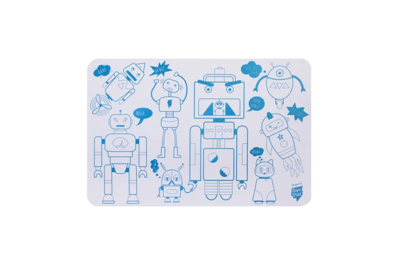 Mini Individual Reversivel em Silicone | Robot com 4 Marcadores Apagáveis