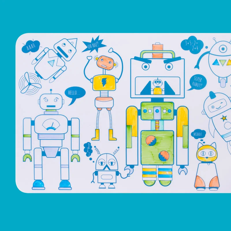 Mini Individual Reversivel em Silicone | Robot com 4 Marcadores Apagáveis