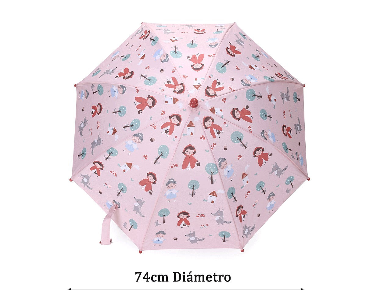 Guarda-chuva infantil Tutete Little Red aberto, padrão Capuchinho Vermelho