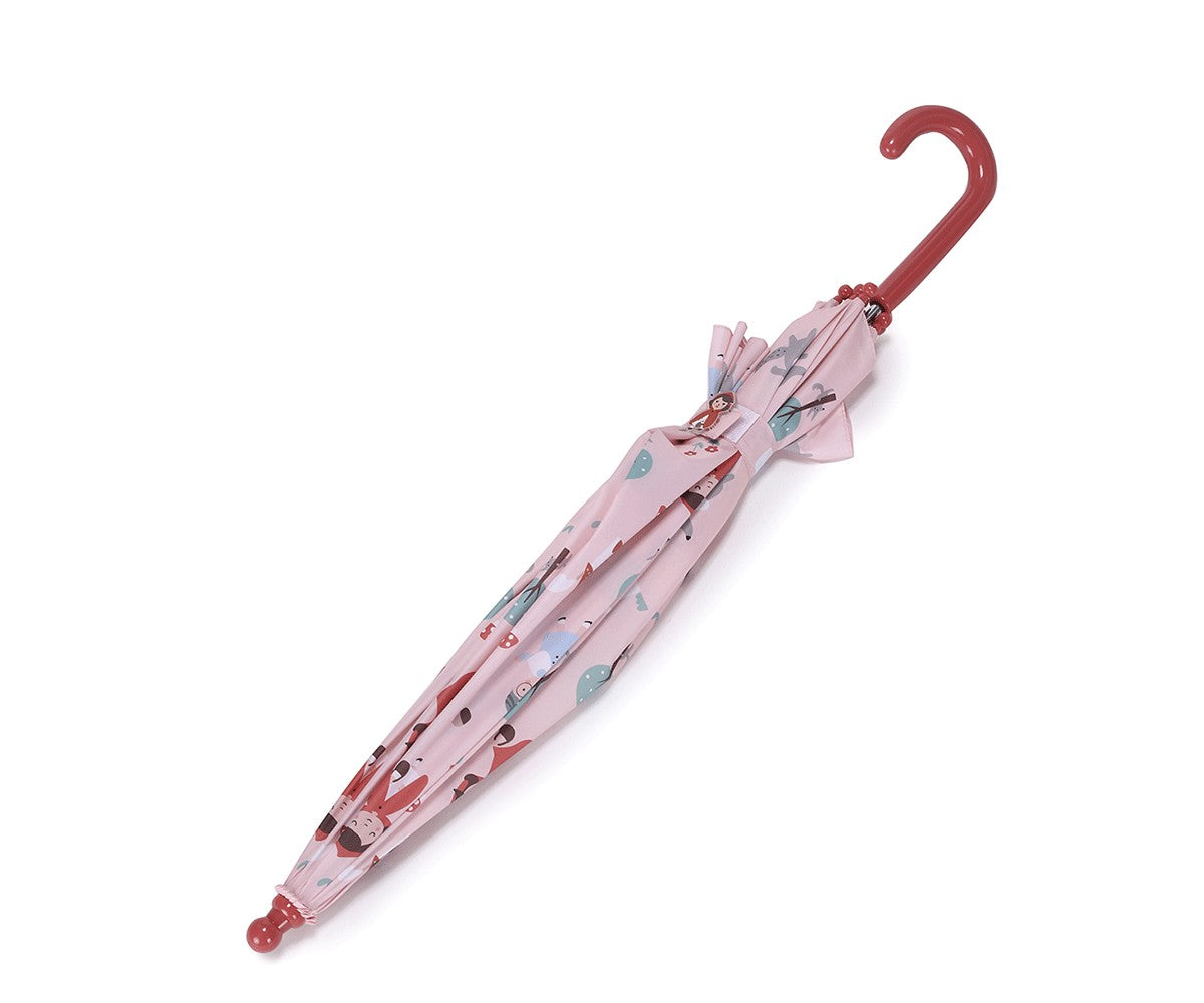 Guarda-chuva infantil Tutete Little Red aberto, padrão Capuchinho Vermelho