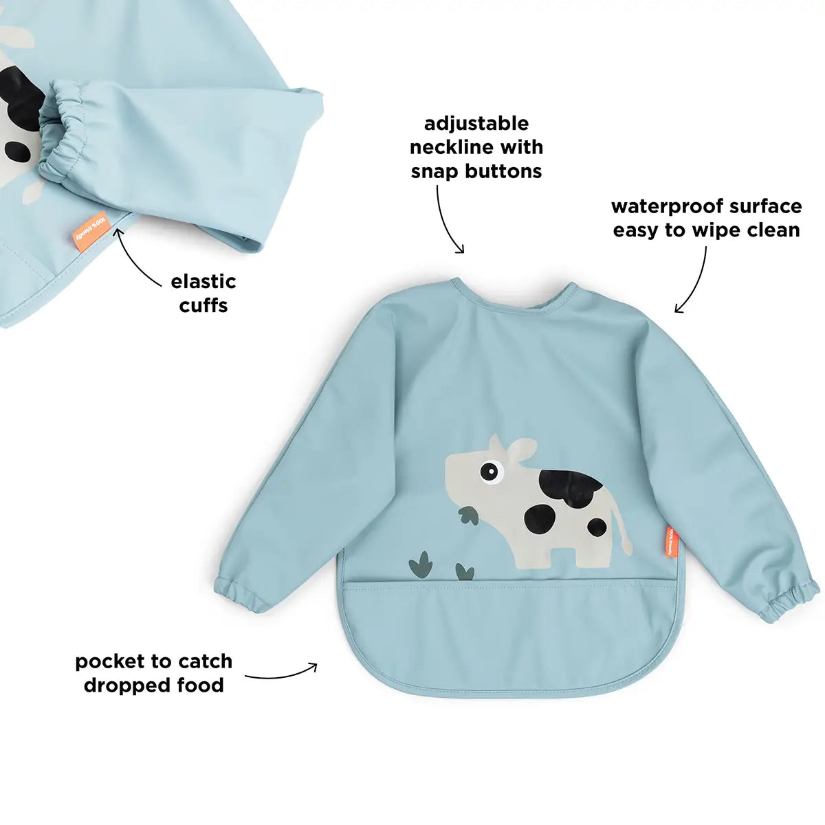 Babete de Mangas com Bolso Tiny Farm Azul da Done by Deer