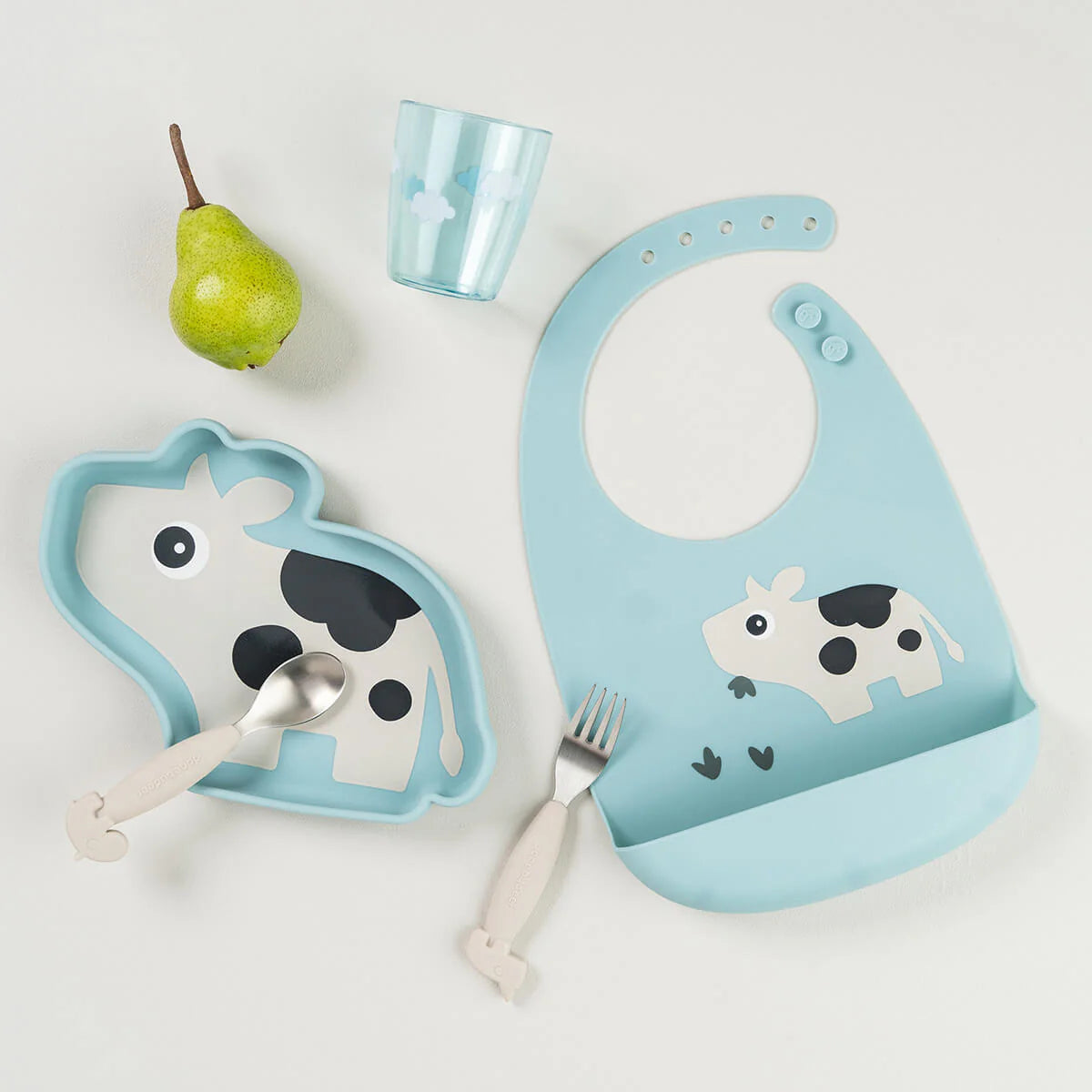 Prato Silicone com Ventosa Azul Dotti Tiny farm da Done By Deer