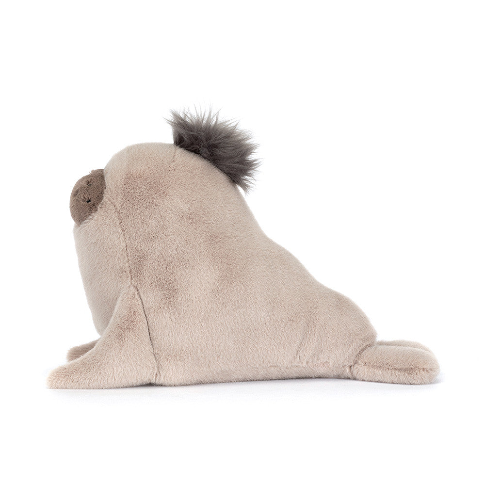 Pormenor do pelo e bigodes do peluche Jellycat Leão Marinho Roarwell | jellycat-peluche-leao-marinho-roarwell-lollakids