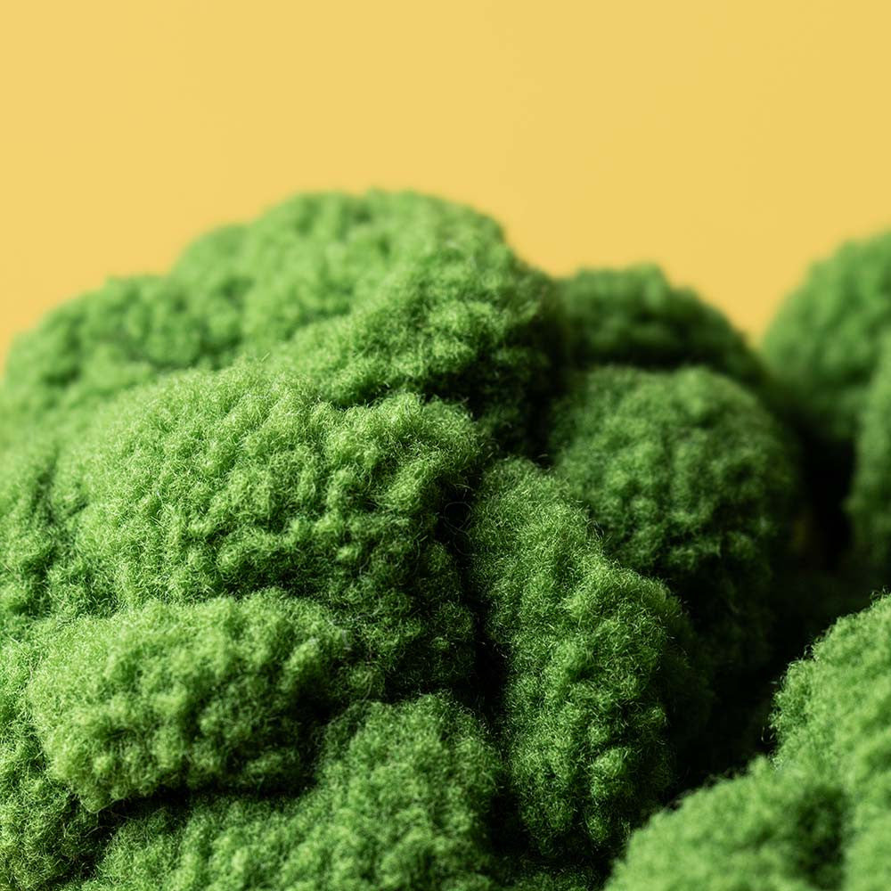Detalhe da parte de cima do Broccoli Jellycat