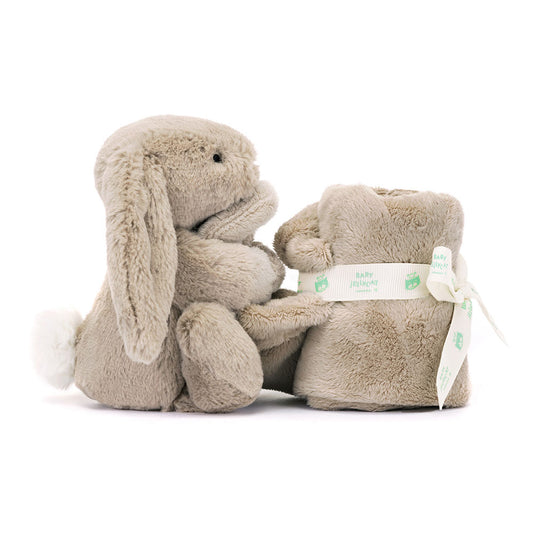 Doudou Coelho Bashful bege Jellycat visto de lado, com cauda branca | jellycat-doudou-coelho-bashful-bege-lollakids