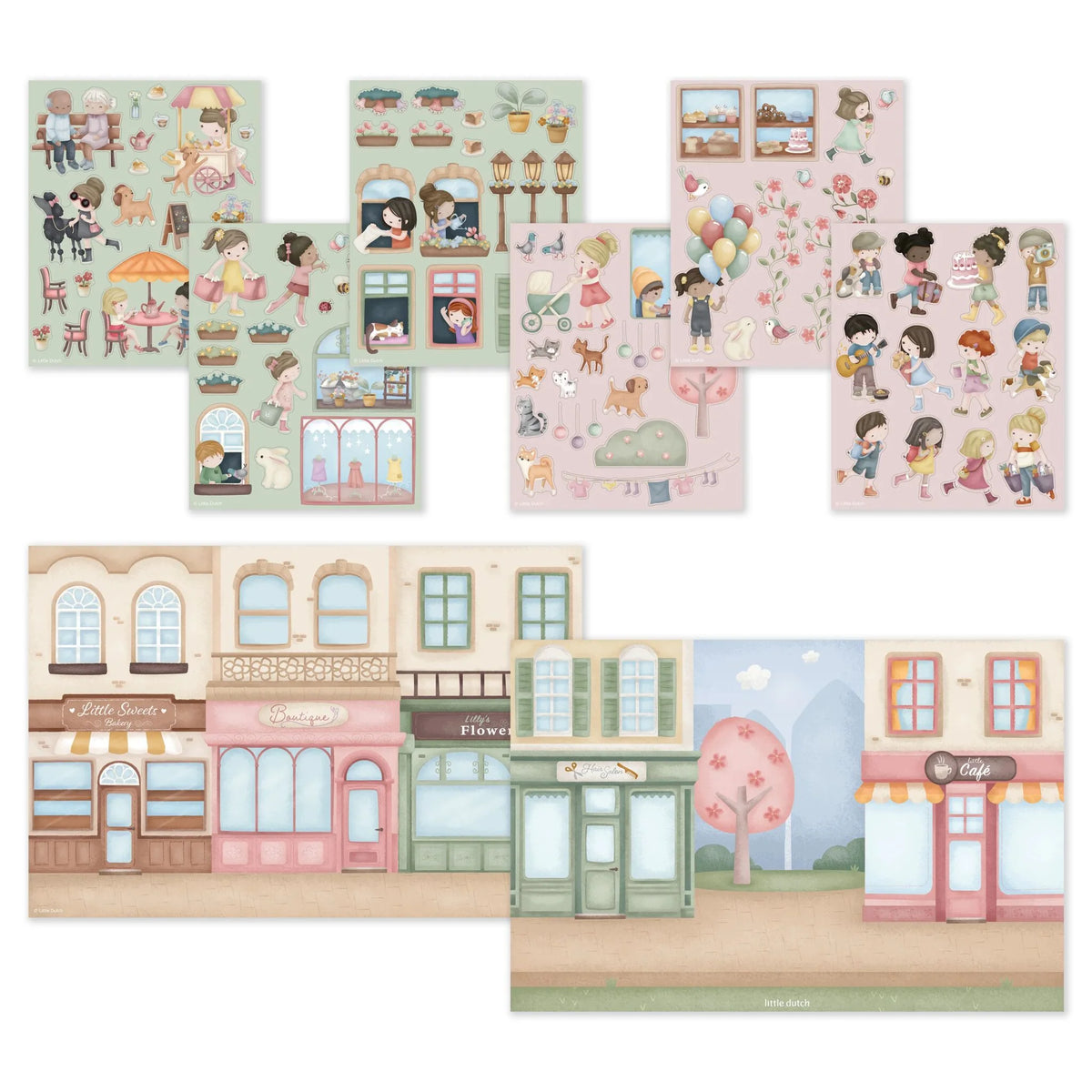 Criança a brincar com os Autocolantes Rosa's Shopping Little Dutch | little-dutch-autocolantes-rosas-shopping-lollakids