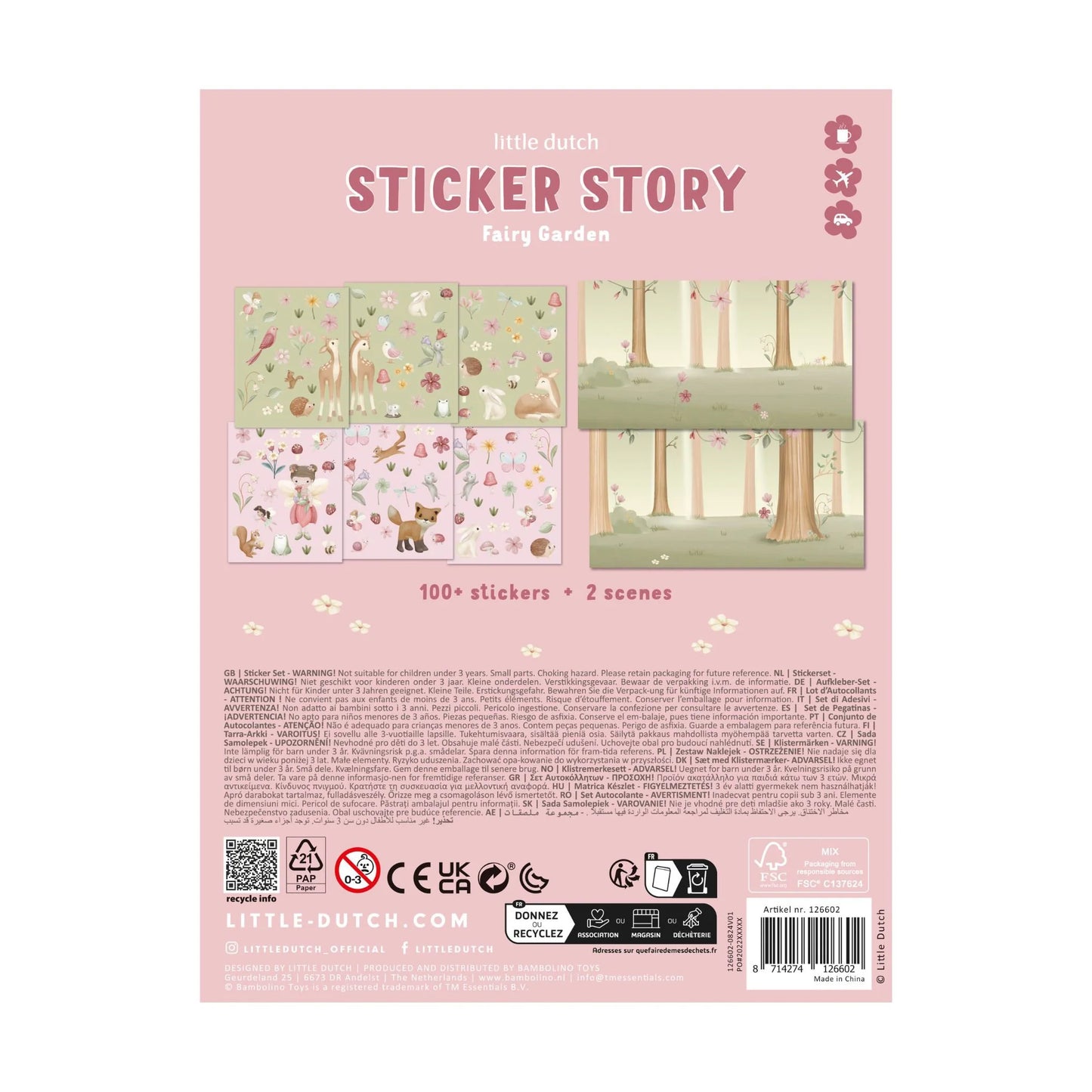 Little Dutch Sticker Set Fairy Garden – 100+ Autocolantes + 2 Cenários (3+) | 126602