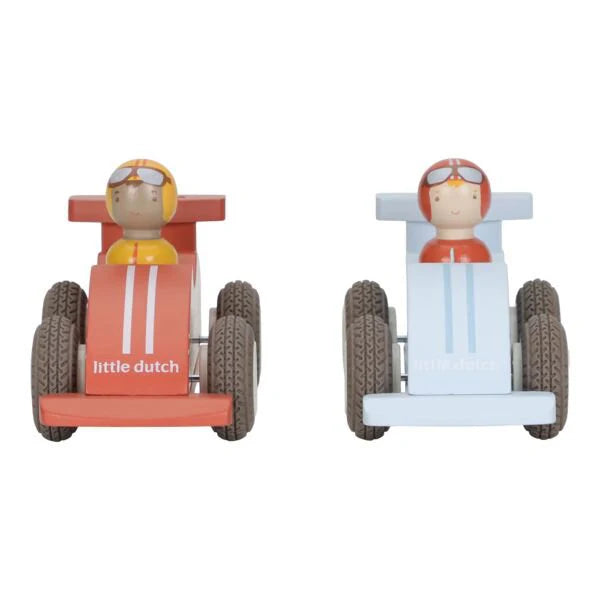 Little Dutch Carros Pull-Back em Madeira (Essentials) 18m+ – Pilotos Trocáveis | LD2526