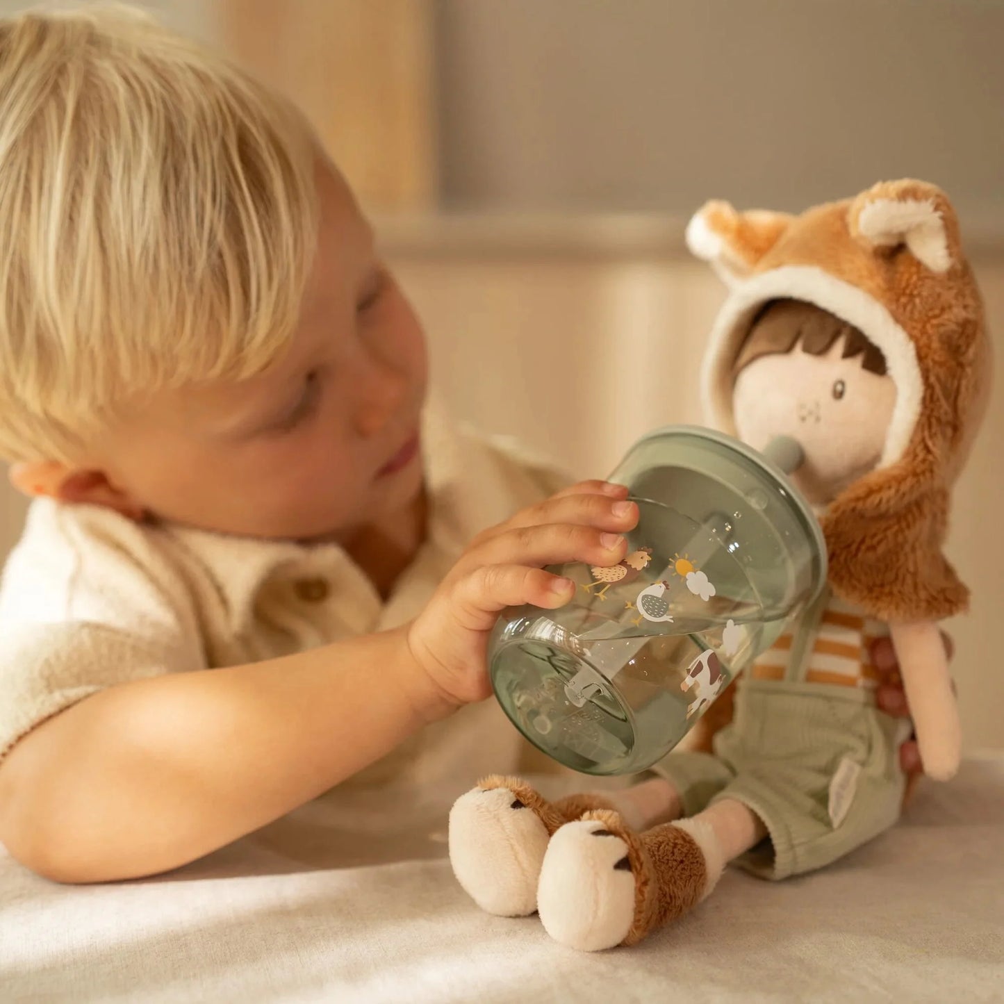 Copo Infantil com Palhinha Little Dutch Little Farm – Prático e Antiderrames
