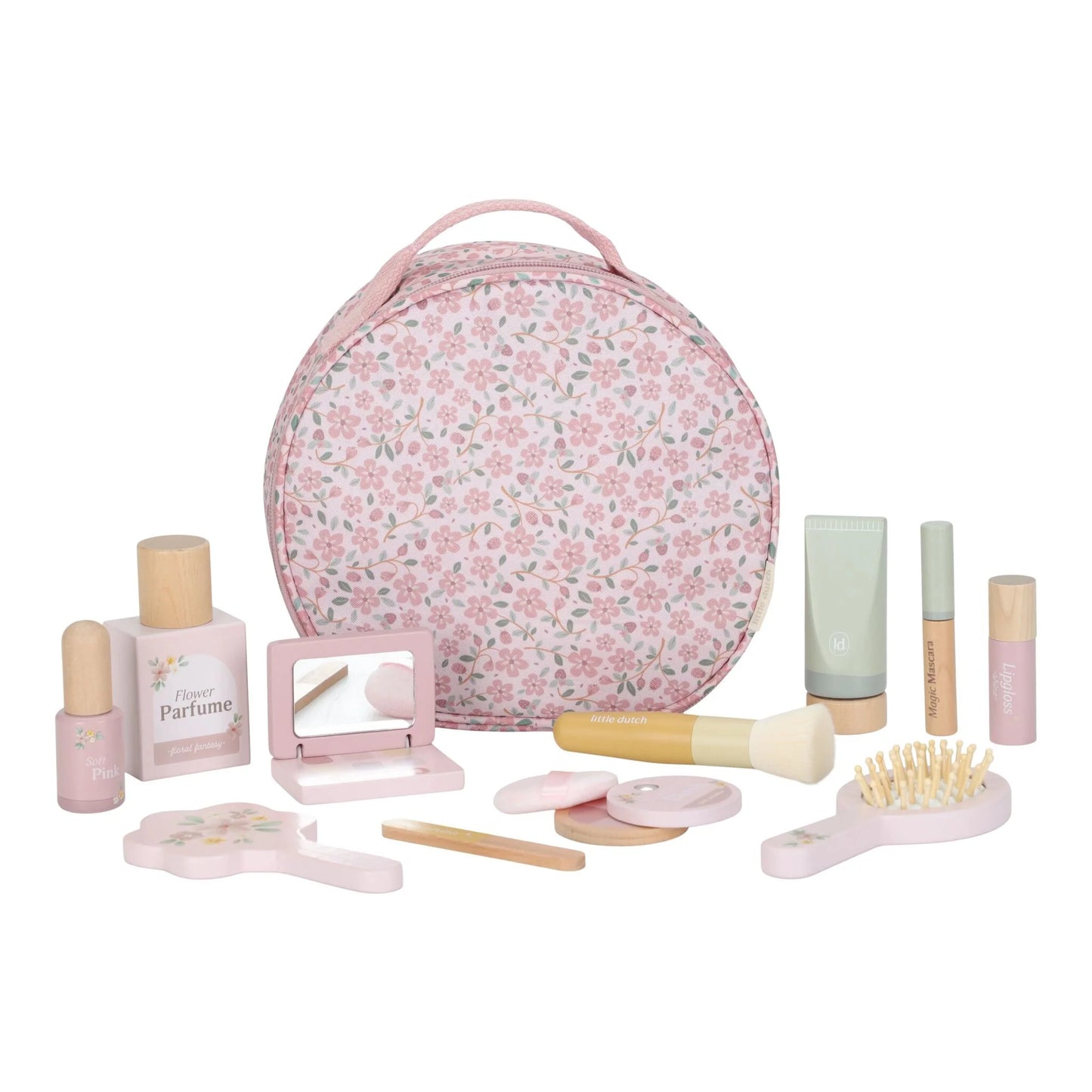 Conjunto de maquilhagem de madeira Little Dutch com bolsa floral