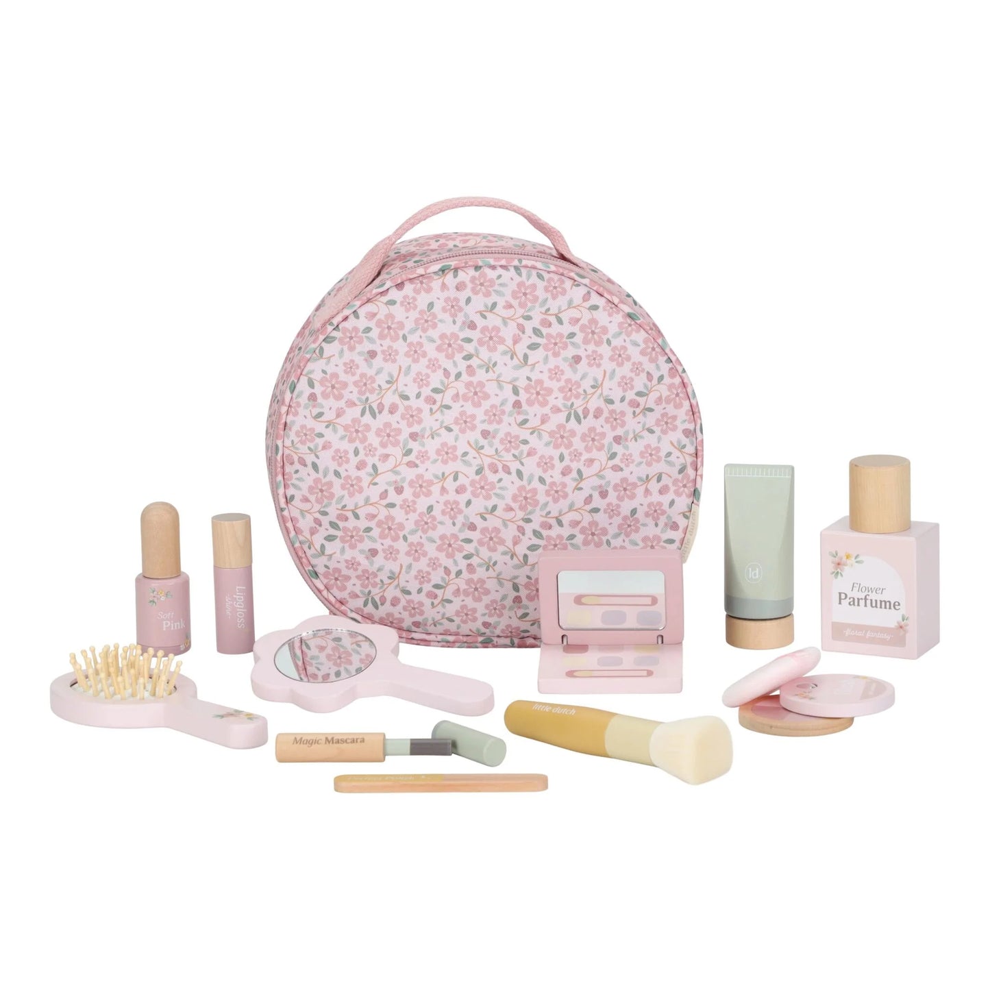 Conjunto de maquilhagem de madeira Little Dutch com bolsa floral
