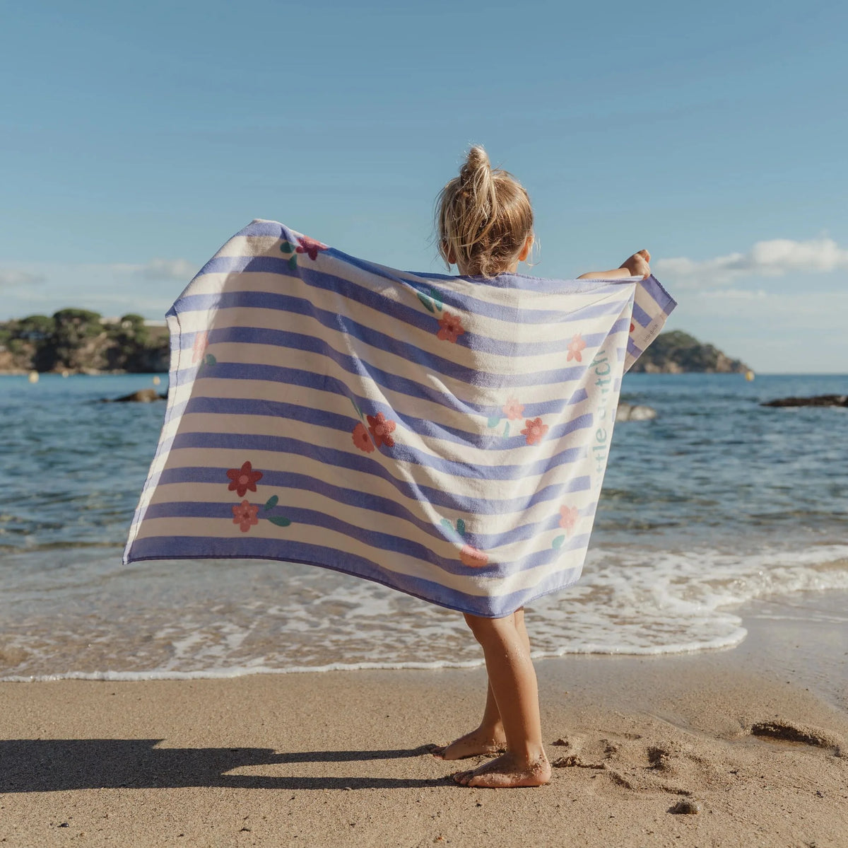 Toalha praia criança Dreamy Purple Stripe 60x120