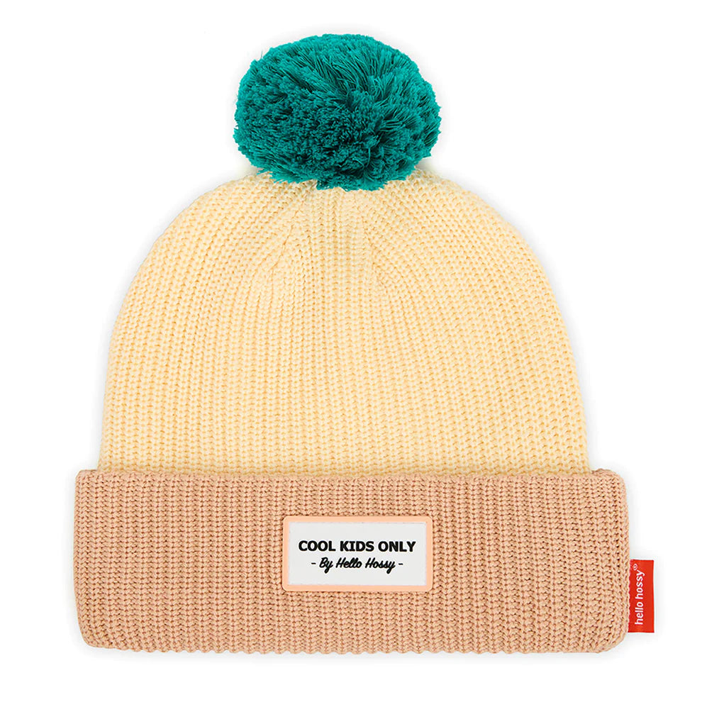 Color Block Vanilla Beanie