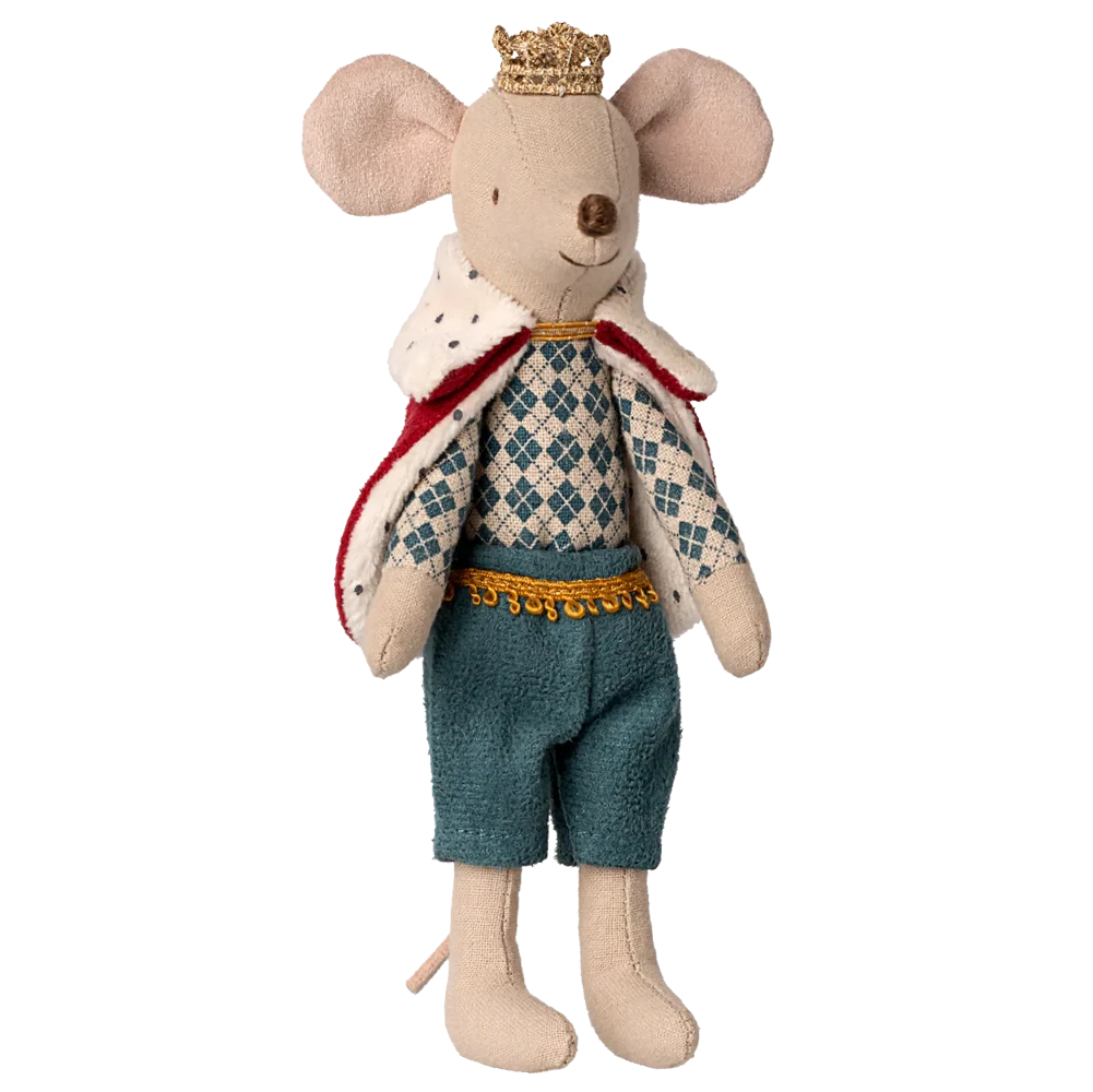Ratinho Pai Rei da Maileg com capa e coroa | maileg-ratinho-rei-lollakids