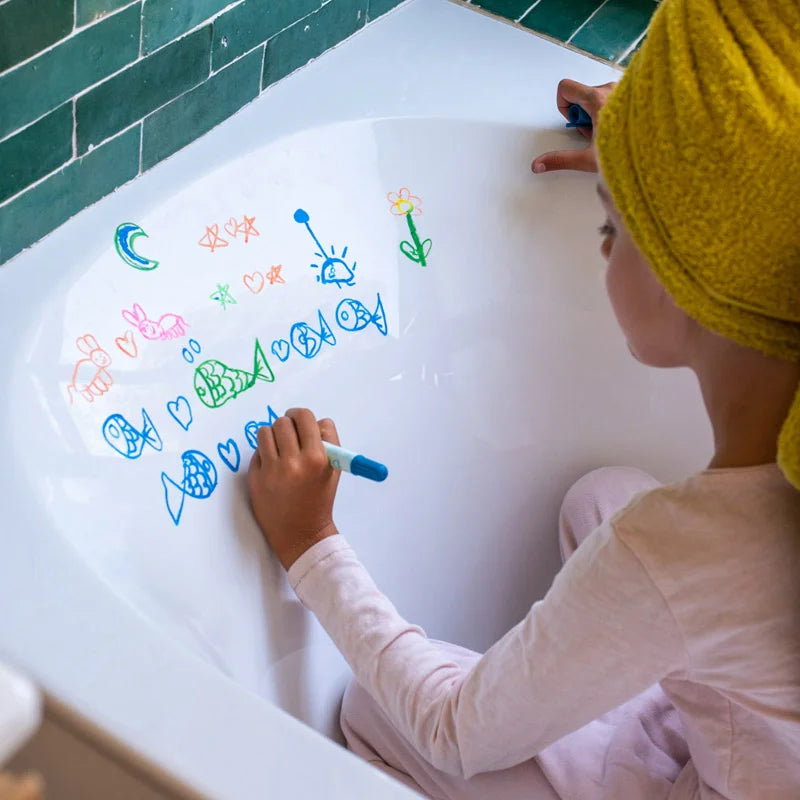 SuperPetit 5 Soft Neon Wax Crayons – Giz de Cera Lavável para Janelas, Espelhos, Banheira e Papel (3+)