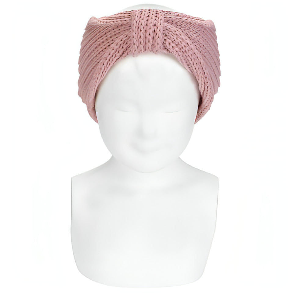 Fita para cabelo malha rosa chá