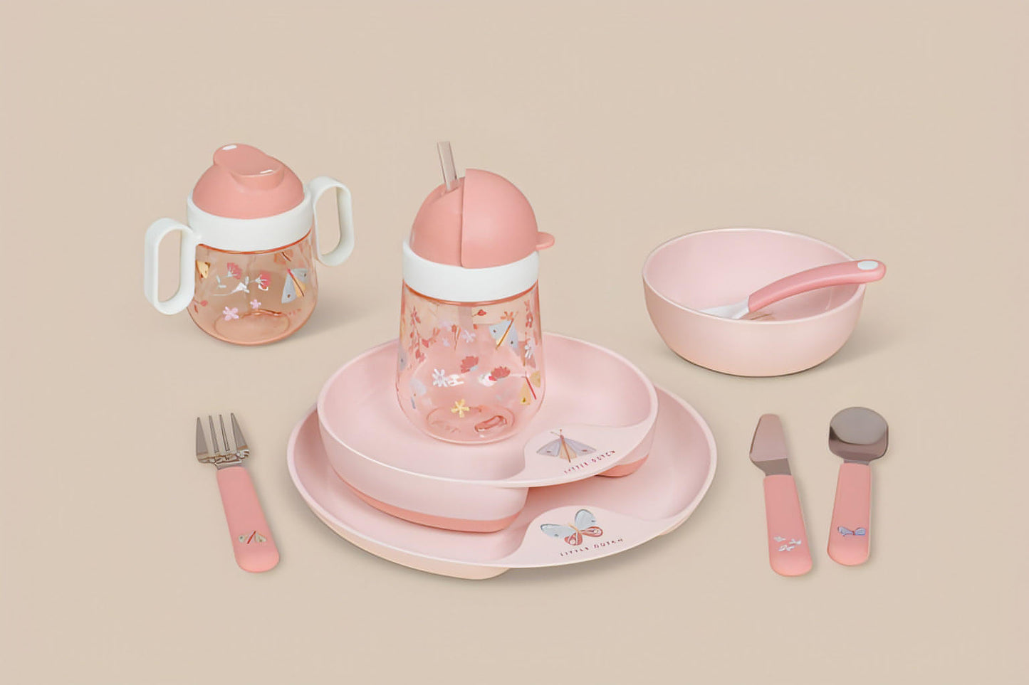 Copo com Palhinha Mio Flowers & Butterflies