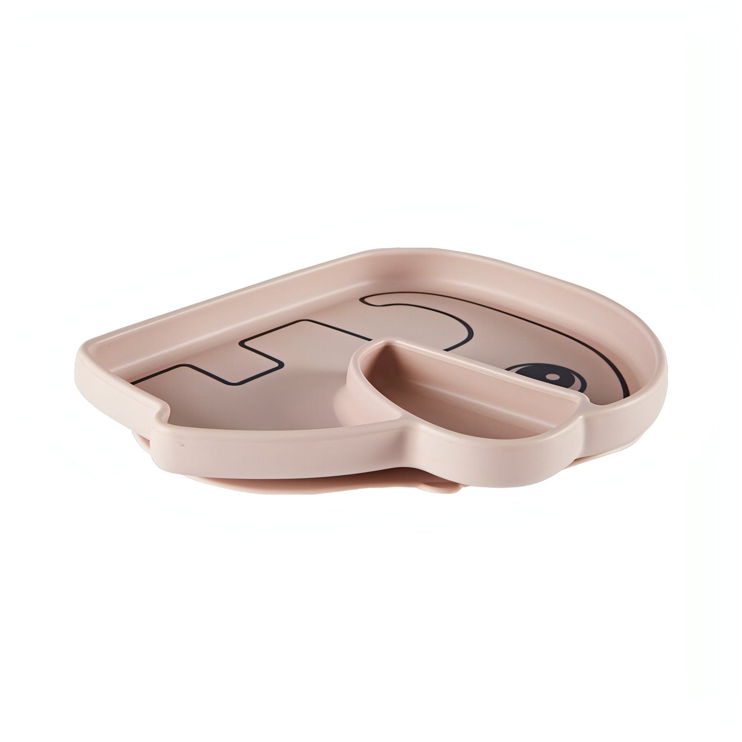 Prato em silicone com ventosa elefante rosa